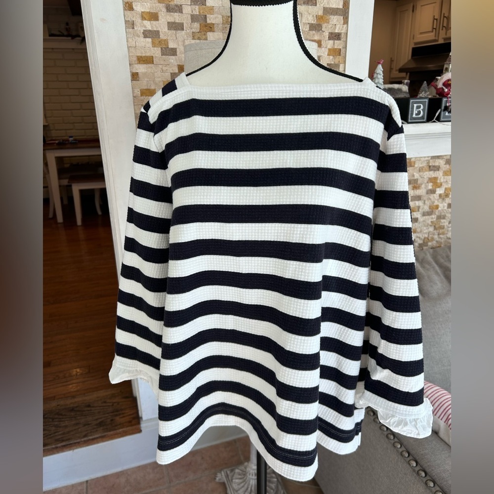 Talbots Black and White Striped Top - Picture 2 of 8